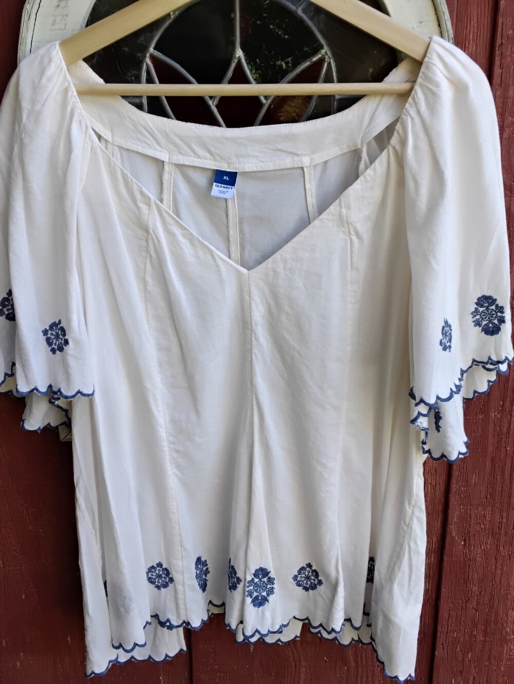 Embroidered Peplum Top
